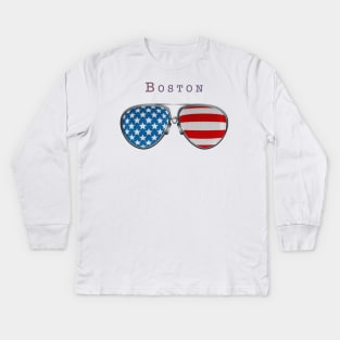 USA GLASSES BOSTON Kids Long Sleeve T-Shirt